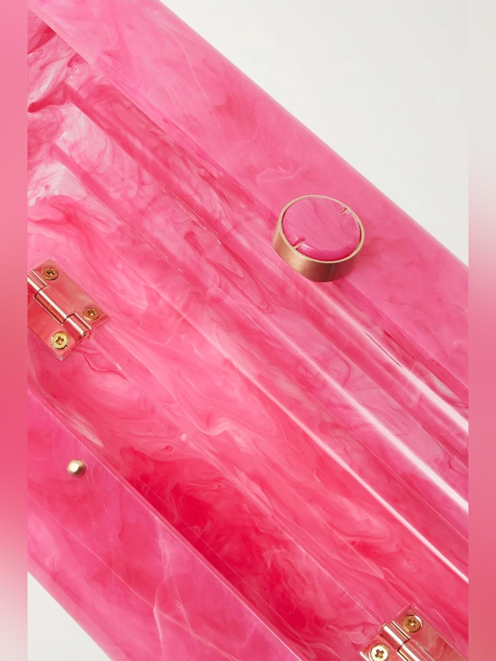 Cult Gaia Pink Marbled Acrylic Rectangular Clutch with Gold Accent - Picture 3 of 5